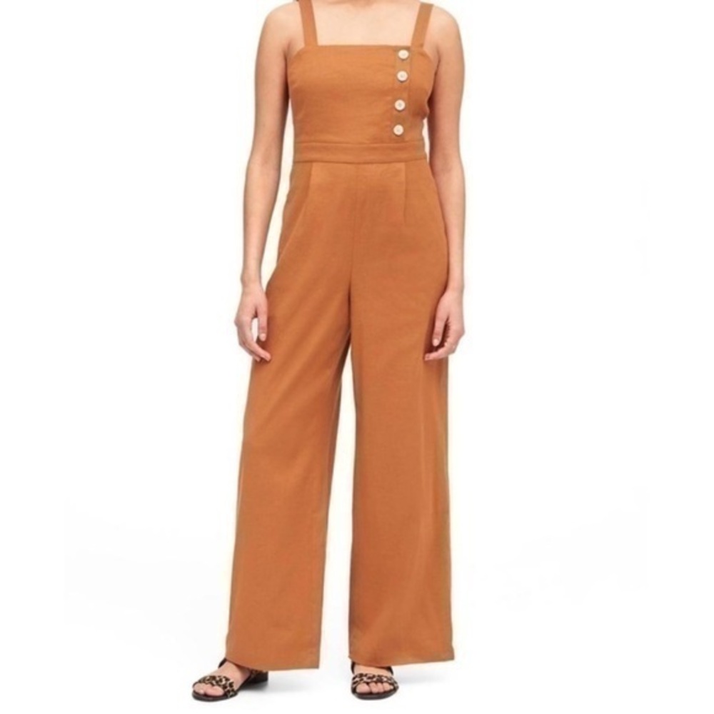NWT Banana Republic Linen/Cotton Wide Leg Jumpsuit Size 4P